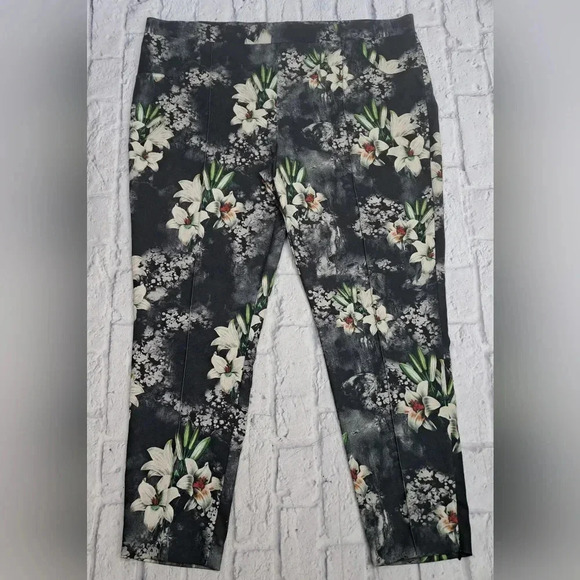 Joseph Ribkoff Women's Floral Pants Zip  Cuff Stretch Canada Plus Size 22 US - Picture 10 of 13